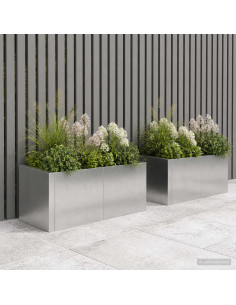 Muro di contenimento 2 pz 50 x 50 x 50 cm Acciaio Inox Argento