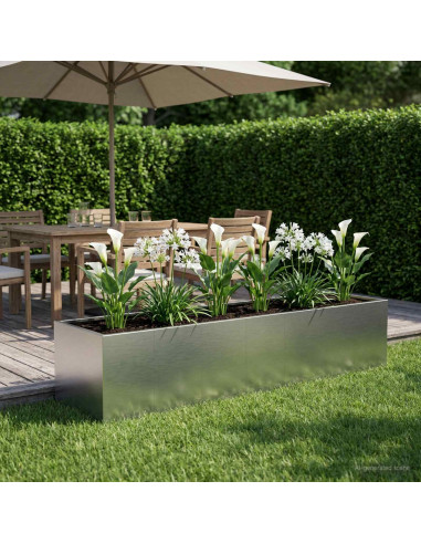 Vaso da giardino Argento 280 x 80 x 60 cm Acciaio Inox