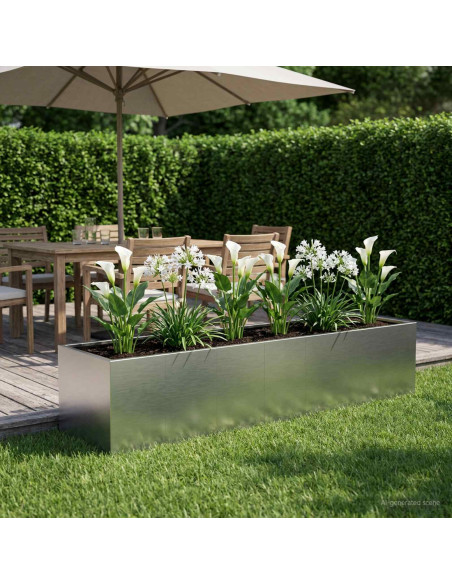 Vaso da giardino Argento 280 x 80 x 60 cm Acciaio Inox