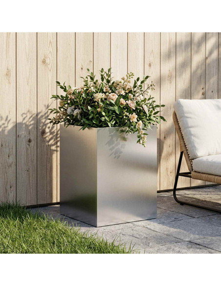Vaso da giardino Argento 40 x 40 x 60 cm Acciaio Inox