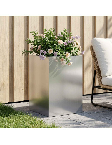 Vaso da giardino Argento 40 x 40 x 60 cm Acciaio zincato