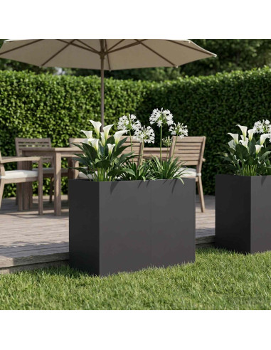 Vaso da giardino Nero 80 x 40 x 60 cm Acciaio laminato a freddo