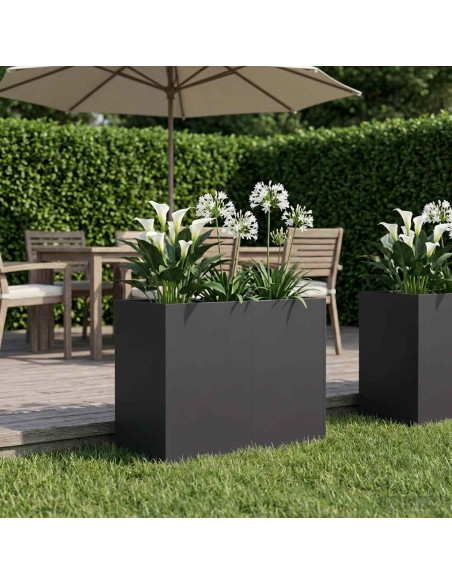 Vaso da giardino Nero 80 x 40 x 60 cm Acciaio laminato a freddo