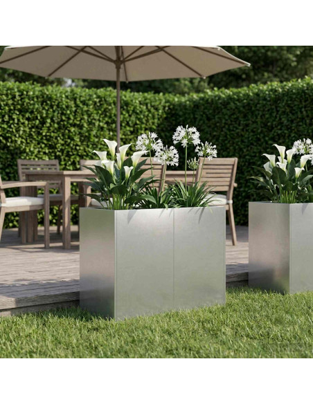 Vaso da giardino Argento 80 x 40 x 60 cm Acciaio Inox