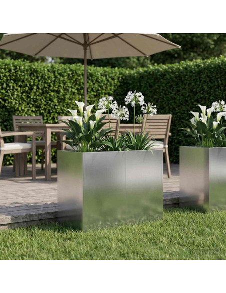 Vaso da giardino Argento 80 x 40 x 60 cm Acciaio zincato