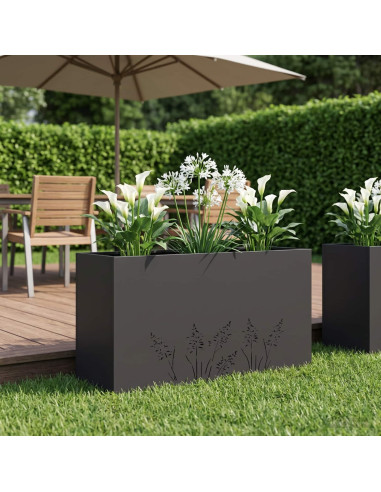 Vaso da giardino Nero 100 x 20 x 49 cm