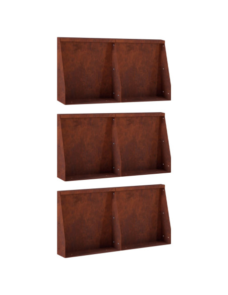 Muro di contenimento 6 pz 40 x 12 x 40 cm Acciaio Corten