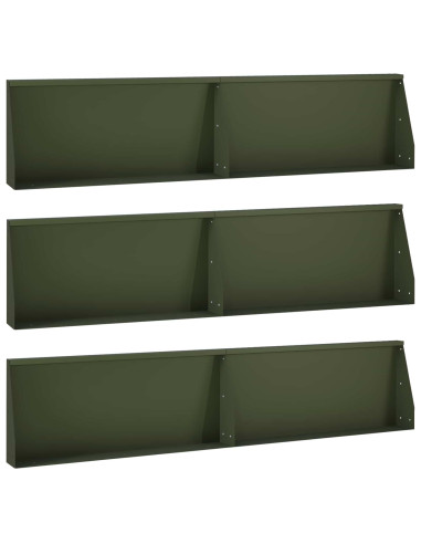 Muro di contenimento 6 pz 100 x 12 x 30 cm Acciaio Verde Oliva