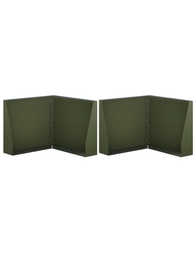 Muro di contenimento 2 pz 50 x 50 x 30 cm Acciaio Verde Oliva