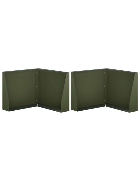 Muro di contenimento 2 pz 50 x 50 x 30 cm Acciaio Verde Oliva