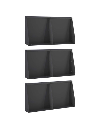 Muro di contenimento 6 pz 40 x 12 x 30 cm Acciaio Nero