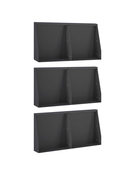Muro di contenimento 6 pz 40 x 12 x 30 cm Acciaio Nero
