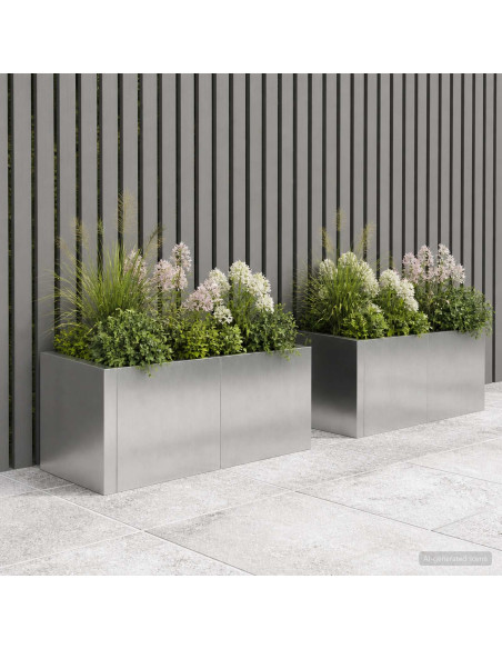 Muro di contenimento 2 pz 50 x 50 x 40 cm Acciaio Inox Argento