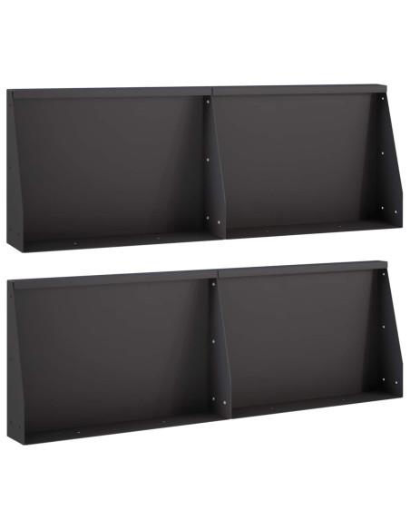 Muro di contenimento 4 pz 60 x 12 x 40 cm Acciaio Nero