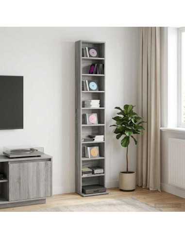 Mobile per CD Sonoma grigio 33 x 23,5 x 175 cm