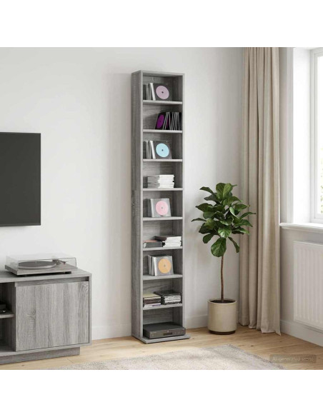Mobile per CD Sonoma grigio 33 x 23,5 x 175 cm