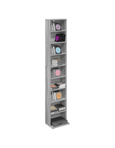 Mobile per CD Sonoma grigio 33 x 23,5 x 175 cm