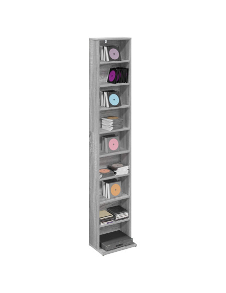 Mobile per CD Sonoma grigio 33 x 23,5 x 175 cm