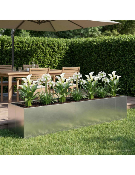 Vaso da giardino Argento 280 x 80 x 60 cm Acciaio zincato