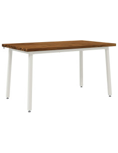 140 x 80 x 75 cm Legno di Acacia Massello Naturale e Bianco