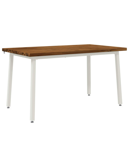 140 x 80 x 75 cm Legno di Acacia Massello Naturale e Bianco