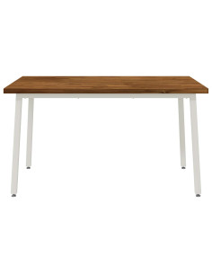 140 x 80 x 75 cm Legno di Acacia Massello Naturale e Bianco 2