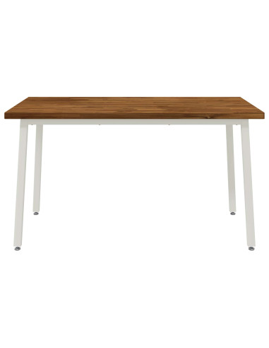 140 x 80 x 75 cm Legno di Acacia Massello Naturale e Bianco
