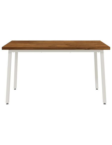 140 x 80 x 75 cm Legno di Acacia Massello Naturale e Bianco