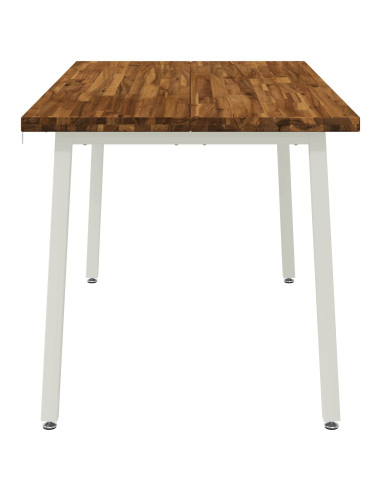 140 x 80 x 75 cm Legno di Acacia Massello Naturale e Bianco