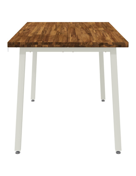 140 x 80 x 75 cm Legno di Acacia Massello Naturale e Bianco