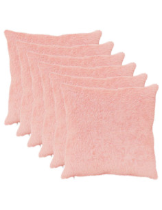 Federa 6 pz HEERLEN Rosa 55 x 55 cm Pelliccia di Coniglio Finta