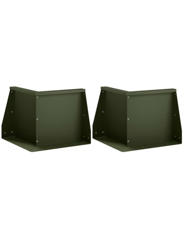 Muro di contenimento 2 pz 50 x 50 x 30 cm Acciaio Verde Oliva