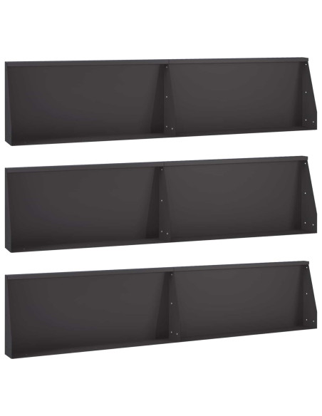 Muro di contenimento 6 pz 100 x 12 x 30 cm Acciaio Nero
