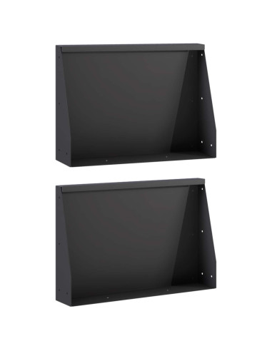 Muro di contenimento 2 pz 60 x 12 x 30 cm Acciaio Nero