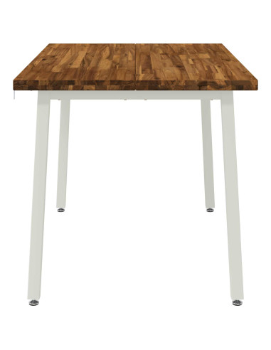 120 x 70 x 75 cm Legno di Acacia Massello Naturale e Bianco