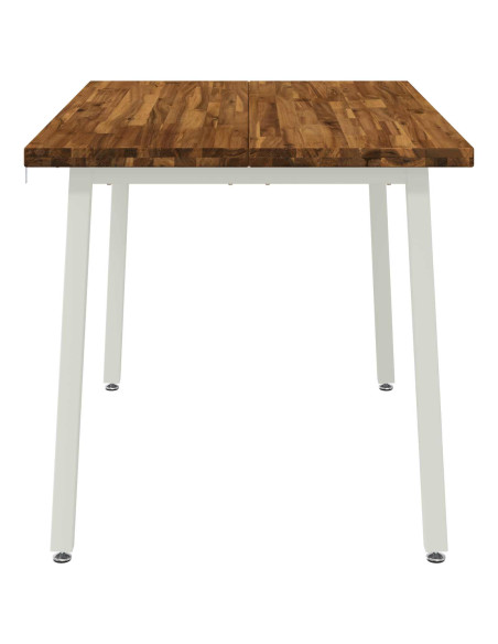 120 x 70 x 75 cm Legno di Acacia Massello Naturale e Bianco