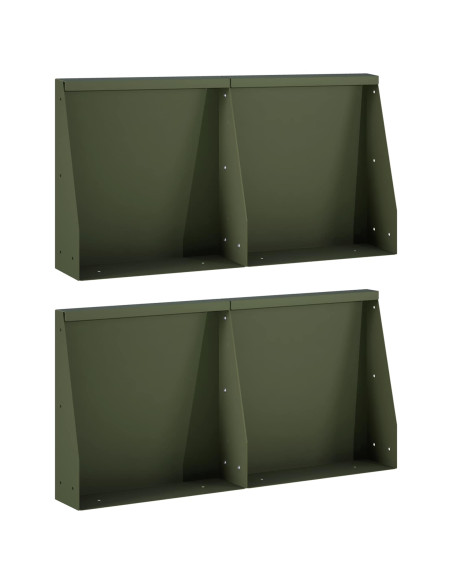 Muro di contenimento 4 pz 40 x 12 x 30 cm Acciaio Verde Oliva