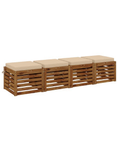 Cuscini per Sedia in 4 Pezzi SOEST 4 pz 100% Poliestere Crema 2