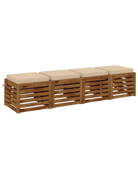 Cuscini per Sedia in 4 Pezzi SOEST 4 pz 100% Poliestere Crema