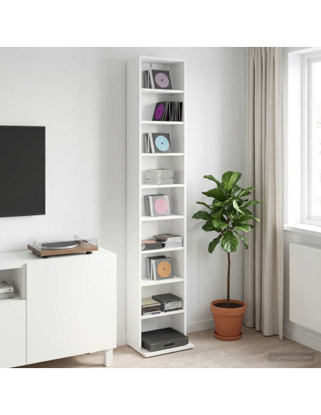 Mobile per CD Bianco 33 x 23,5 x 175 cm Legno ingegnerizzato