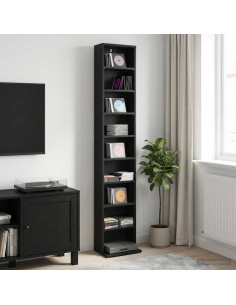 Mobile per CD Rovere Nero 33 x 23,5 x 175 cm