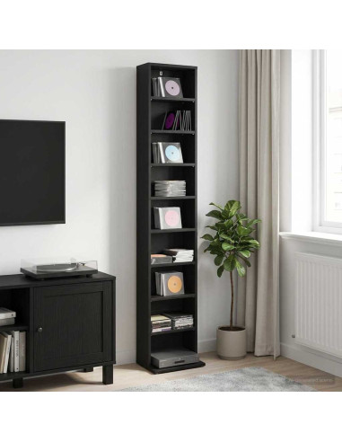 Mobile per CD Rovere Nero 33 x 23,5 x 175 cm
