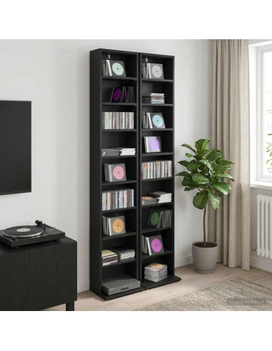 Mobile per CD 2 pz Rovere Nero 33 x 23,5 x 175 cm