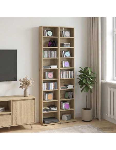 Mobile per CD 2 pz Rovere Sonoma 33 x 23,5 x 175 cm