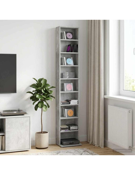 Mobile per CD Grigio Cemento 33 x 23,5 x 175 cm