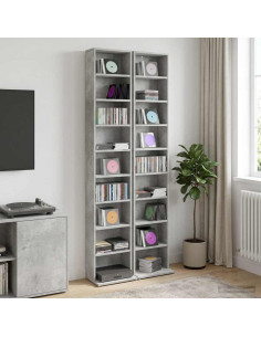 Mobile per CD 2 pz Grigio Cemento 33 x 23,5 x 175 cm