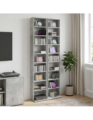 Mobile per CD 2 pz Grigio Cemento 33 x 23,5 x 175 cm