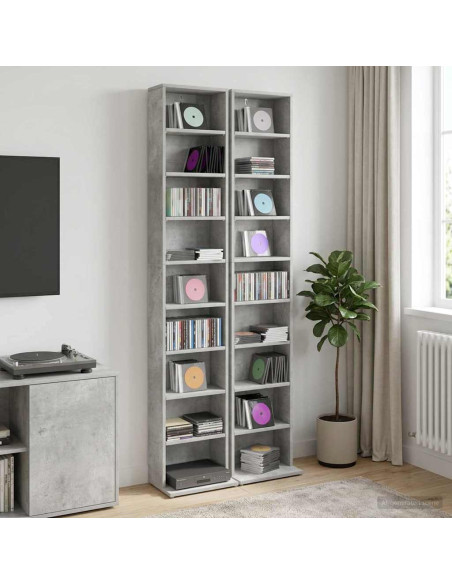 Mobile per CD 2 pz Grigio Cemento 33 x 23,5 x 175 cm