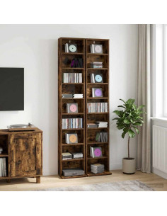 Mobile per CD 2 pz Rovere Fumo 33 x 23,5 x 175 cm