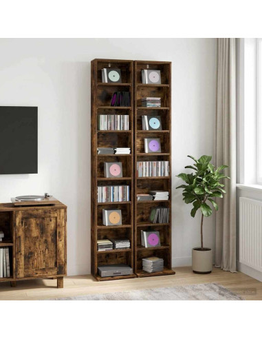 Mobile per CD 2 pz Rovere Fumo 33 x 23,5 x 175 cm